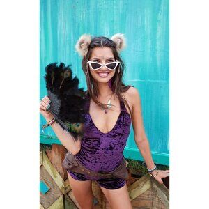 *SOLD* Purple Velvet Tigra Shortsie - XS - Warrior Within Designs